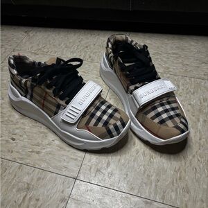 Burberry Check Sneakers with White and Black Accents